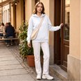 thumbnail image 6 of Women's Pullover Hoodie Cozy Fall Sweatshirt with Drawstring Hood Front Pocket Relaxed Fit Hoodies, S, 6 of 6
