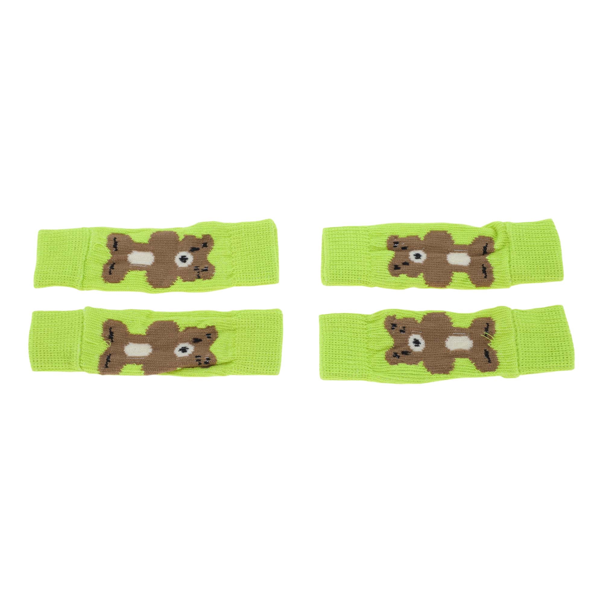 Unique Bargains Pack of 4 Dog Leg Soft Knitted Dog Socks Joint Protection Green Bear S