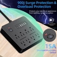 thumbnail image 2 of 14-in-1 Power Strip with 8 Outlets & 6 USB Ports (4 USB-A + 2 Type-C), 5.9ft Extension Cord, 2500W Surge Protector, Overload Protection, Wall Mountable for Home Office Desk Bedroom, 2 of 7