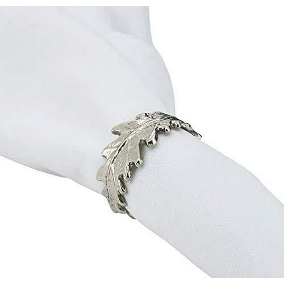 Fennco Styles Wrapped Leaf Metal Napkin Rings, Set of 4