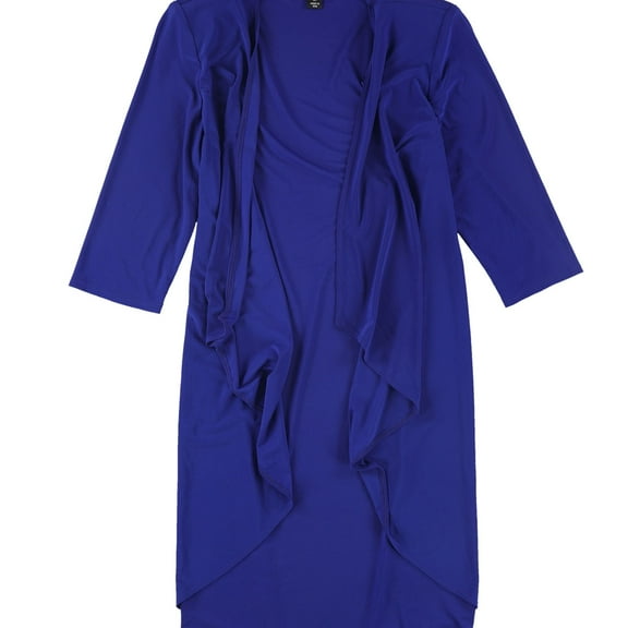 R & M Richards Womens Draped Open Front Jacket, Blue, Petite, 10P