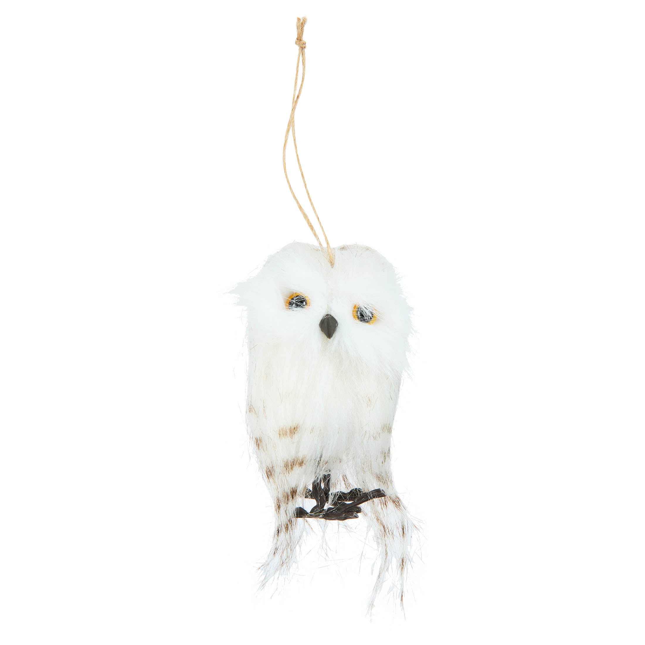 4-Count White Faux Fur Owl Mini Christmas Ornaments, 3.3", by Holiday Time