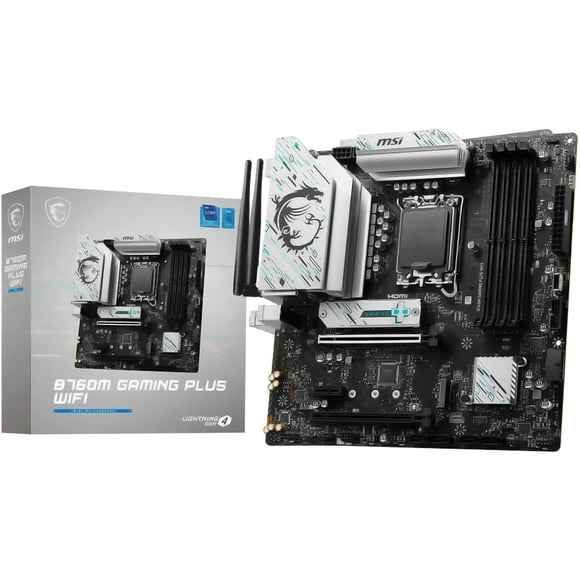 Tarjeta Madre MSI B760M GAMING PLUS WIFI LGA 1700 4x DDR5 2x M.2 PCIe 4.0 USB-C WIFI 6E BT 5.3 Micro ATX