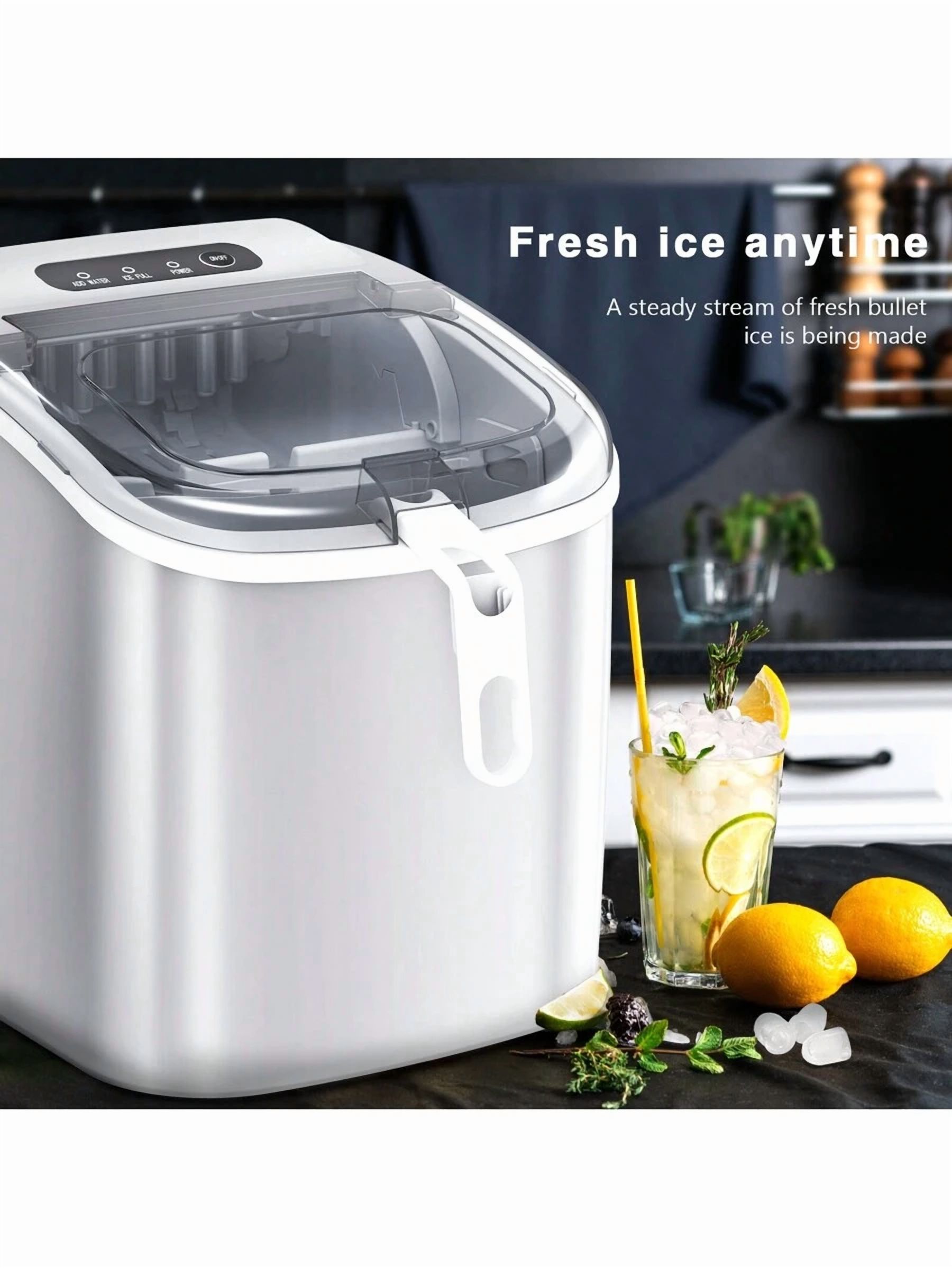 Havato Nugget Ice Maker Countertop,  Self-Cleaning  Ice Maker With Ice Basket & Scoop, 26Lbs/24H, 9 Ice Cubes Ready In 6 Mins, Chewable Ice Maker Machine For Home Camping Party RV