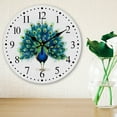 thumbnail image 5 of MDF Printed Wall Clock for Home Living Room Bedroom Decoration Flat Round Peacock 300mm, 5 of 7