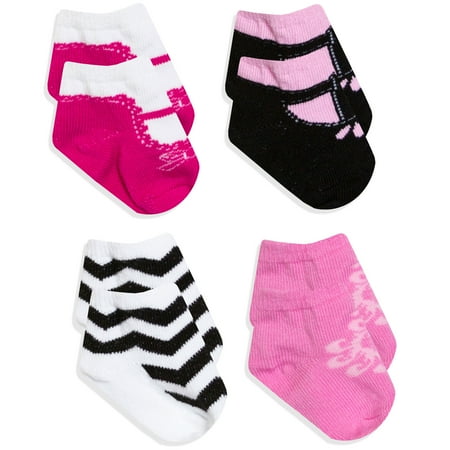 Baby Essentials Pink Black White Mary Jane T-Strap Damask Chevron Baby Socks 0-6M - Best Baby Socks - Favorite Unique Newborn Cute Baby Shower Gift (Best Shoes For No Socks)