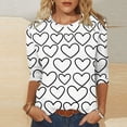 thumbnail image 4 of Xuyuer Women's Casual 3/4 Sleeve T-Shirts Round Neck Cute Tunic Tops Basic Tees Blouses Business Work Tee Top Summer Tunic Tops Dressy T-Shirts Pleated Shirts Fit Pullover Tshirts, 4 of 8