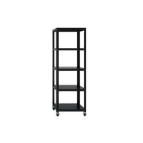 Office Dimensions 72" High Rolling 5 Shelf Bookcase, Industrial Metal, Black