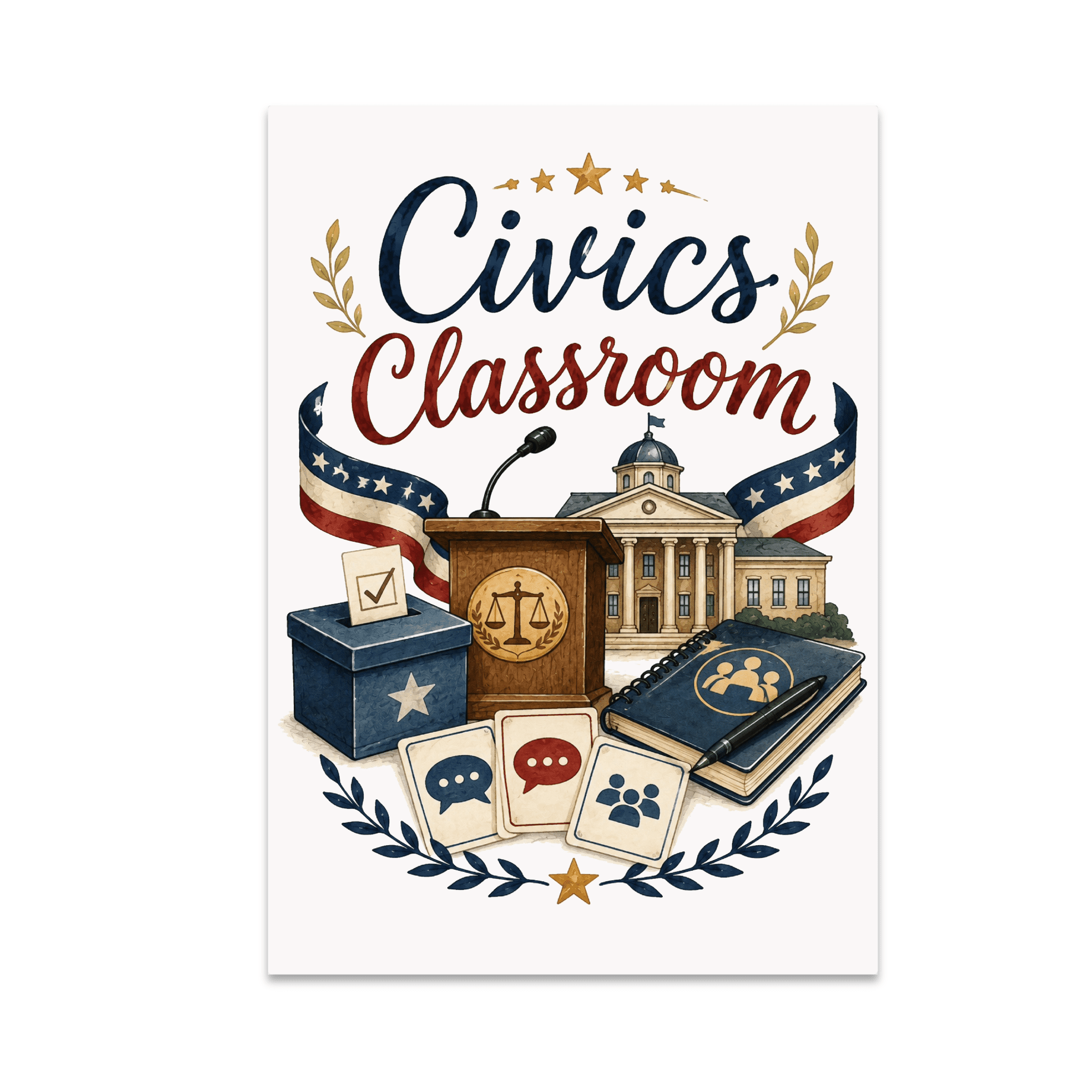 Civics Classroom Wall Art - Civics Teacher - 13x19 Poster Print