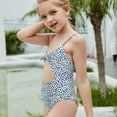 thumbnail image 6 of Odeerbi Girls Swimsuit Toddler One-piece Swimsuit Leopard Print Hollow Out Splicing Beach Swimwear Multicolor, 6 of 9