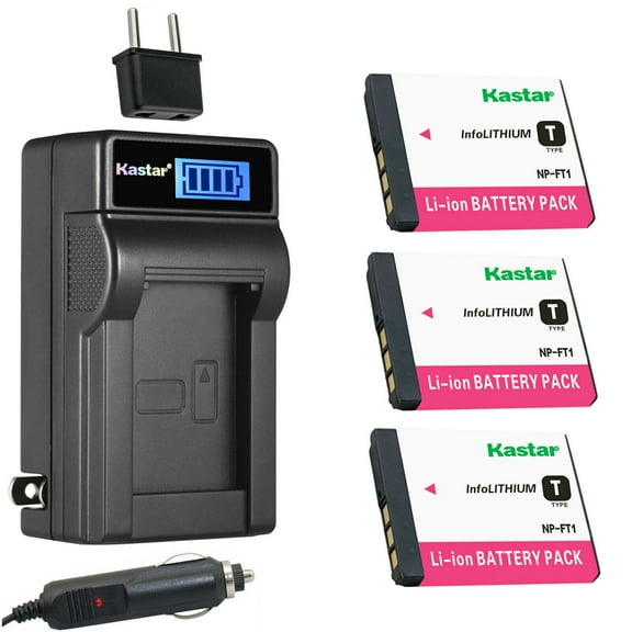 Kastar 3-Pack NP-FT1 Battery and LCD AC Charger Compatible with Sony Cyber-shot DSC-L1 , Cyber-shot DSC-L1/B , Cyber-shot DSC-L1/L , Cyber-shot DSC-L1/LJ , Cyber-shot DSC-L1/R , Cyber-shot DSC-L1/S