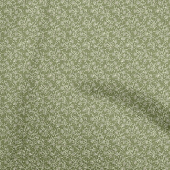 oneOone Polyester Spandex Olive Green Fabric Toile Quilting Supplies Print Sewing Fabric By The Yard 56 Inch Wide