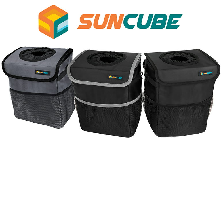 SUN CUBE WATERPROOF Car Trash Can with Lid, Mesh Pockets | Leakproof Car  Garbage Can Hanging | Auto Trash Bin, Garbage Bag Organizer for Headrest