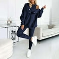 thumbnail image 4 of CILENON Sweatpants Set for Women 3Pcs Women's Sports Suit Loose Hooded Pockets Sweatshirt And Vest And Slim Trousers Travel Outfits Leisure Wear Sets for Women Velour Tracksuit Womens(Dark Blue,XXL), 4 of 6