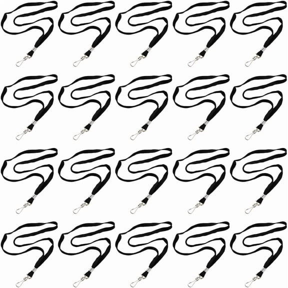 30Pcs Black Badge Lanyards Neck Strap Lanyard Bulk Polyester Woven Flat ID Card Name Tags Holder Safety Badges Straps with Alloy Swivel Hook Clip