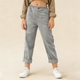 thumbnail image 4 of NAISIBABY Girls Capri Pants, with Pockets Elastic Waist Rolled-Cuff Straight Leg Kids Fashion School Uniform Pants Gray 5T, 4 of 8