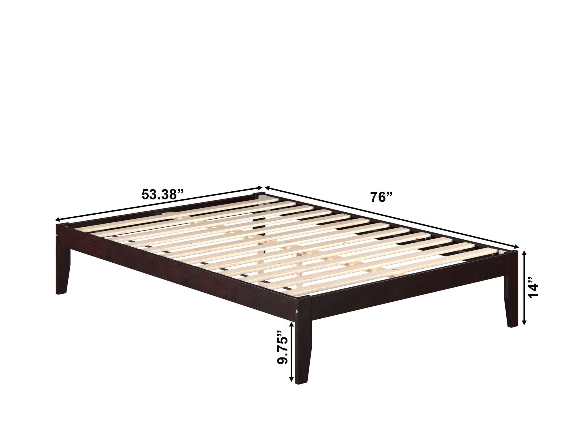AFI Colorado 14" Wood Platform Bed Frame with 2 USB Ports, Full, Espresso