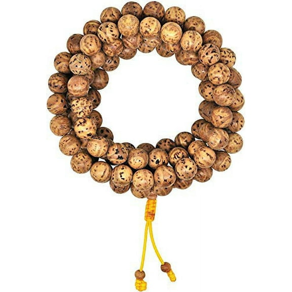 Unisex Yoga Meditation 108 Tibetan Natural Bodhi Seeds Prayer Beads Mala Wrap Bracelet Necklace (Polished Dragon Eye Bodhi Seeds)