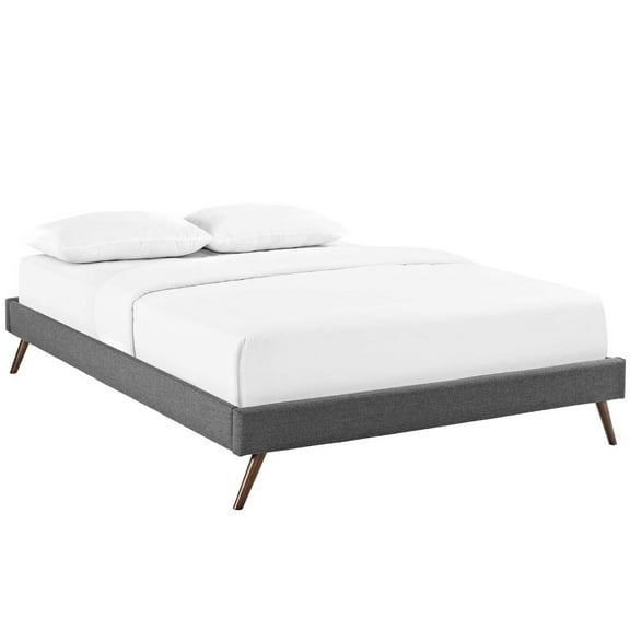 Modway Loryn Queen Fabric Bed Frame with Round Splayed Legs in Gray
