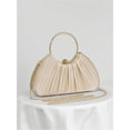thumbnail image 3 of JKCCZLL QWINEE Women's Shell Shaped Clutch Purse Ruched Mini Crossbody Bag Elegant Evening Handbag with Chain Strap,Solid Beige,1, 3 of 6