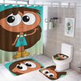 thumbnail image 1 of Juego de 4 cortinas de ducha con diseño de Rosie's Rules, con alfombrillas antideslizantes, tapa de inodoro y alfombrilla de baño, cortina de ducha impermeable con decoración de dibujos animados para, 1 of 8