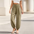 thumbnail image 5 of Gytharion Cotton Linen Pants for Women Fashion Casual Solid Color Drawstring Elastic Waist Trousers Loose Fit Beach Pants, 5 of 7