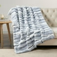 thumbnail image 4 of Home Soft Things Tip Dying Two Tone Faux Fur Throw Blanket with Micromink Back, Luxury Soft Cozy Plush Fluffy Fuzzy Reversible Thick Warm Throw Blanket, 50x60 inches, Blue White, 4 of 10