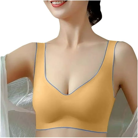 

Sngxgn Plus Size Bras Women s Modern Cotton Lightly Lined Triangle Wireless Bralette Orange L