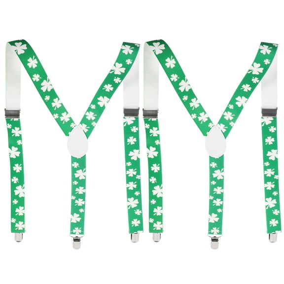 Supvox 2Pcs Light Green Elastic Suspenders Adjustable Clip on Braces for Holding Pants Securely