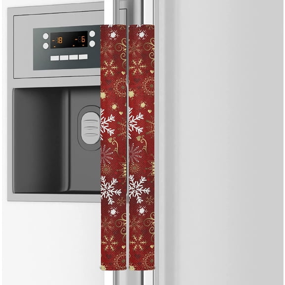Christmas Snowflake Refrigerator Door Handle Cover Set of 2 - Kitchen Red Xmas Appliance Handles Replacement Keep Off Fingerprints Food Stains for Ovens Dishwashers
