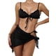 thumbnail image 2 of Txlixc Conjunto de traje de baño dividido para mujer, bikini con volantes+bragas con cordones+cobertores de malla Txlixc Moda, 2 of 7