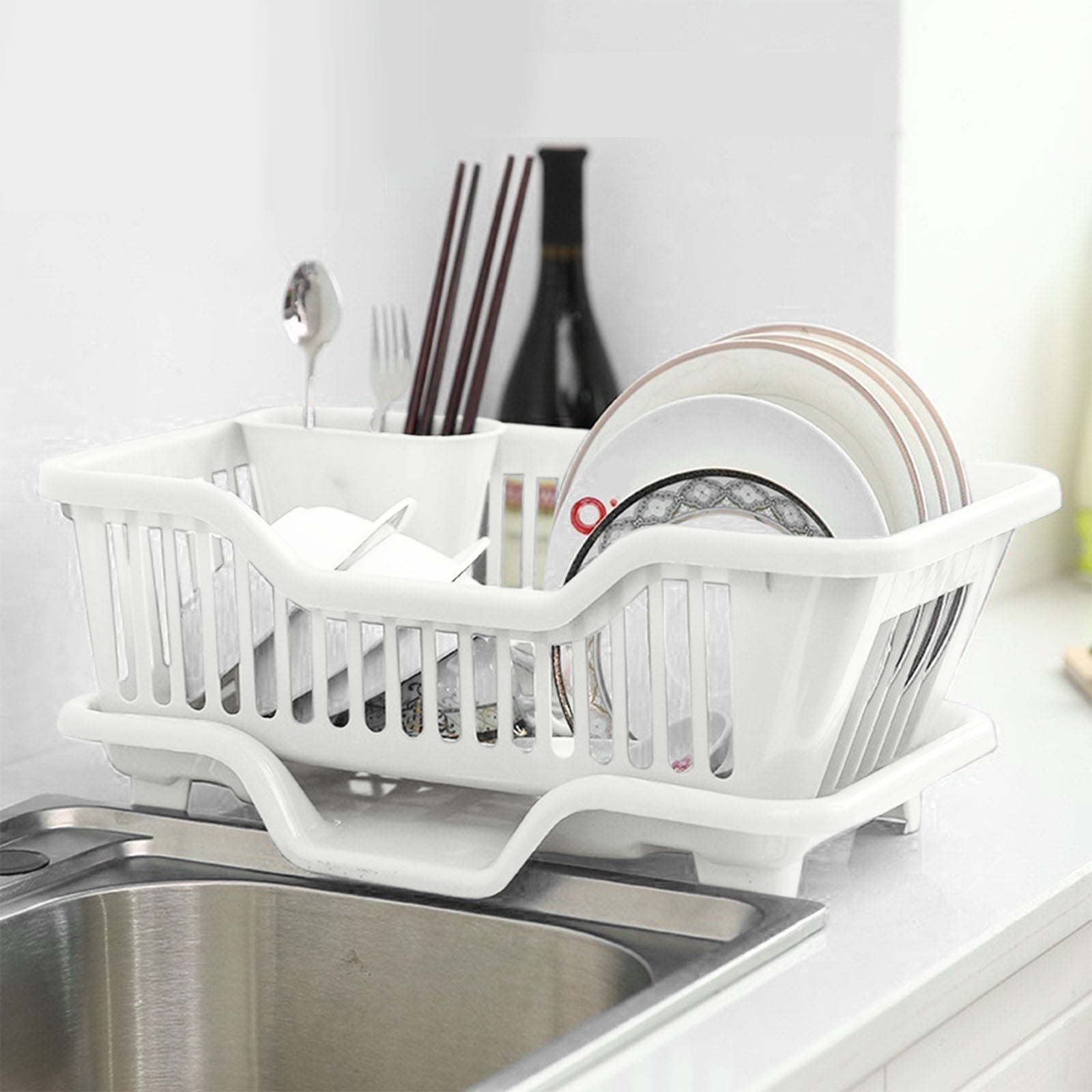 HBBKVI Kitchen Sink Storage Rack 17.5x9x7in Plastic Dish Drying Rack Kitchen Small Bowl Cabinet Bowl Box Water Filter Bowl Chopstick Basket Bowl Rack Rack Sink Storage Rack