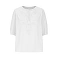 thumbnail image 5 of Njoeus Womens Summer Tops Shirts for Women Tops for Women Linen Shirts for Women, Women's Casual Short Sleeve Round Neck Tops Summer Loose Tee Shirts Blouse Tee Shirts for Women Plus Size On Clearance, 5 of 7
