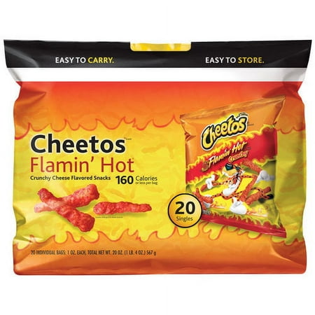 Cheetos Flamin' Hot Crunchy Cheese Flavored Snacks, 1 oz, 20 count