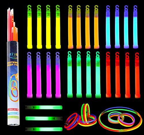 Multi-color 25pcs 6" Retail package Halloween Party Thick Glow Party Stick 