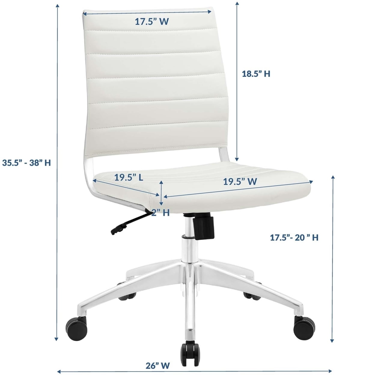 Modway Jive Modern Vinyl Armless Mid Back Office Chair in White