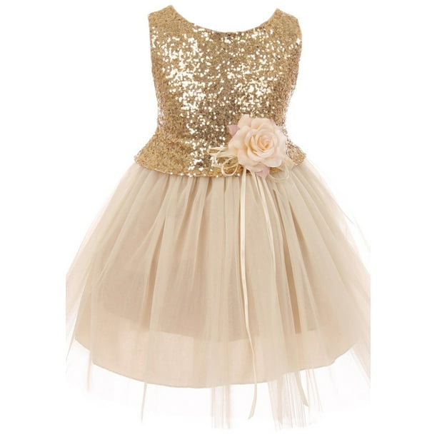 Little Girls Dress Sequins Glitter Floral Tulle Pageant Party Flower ...