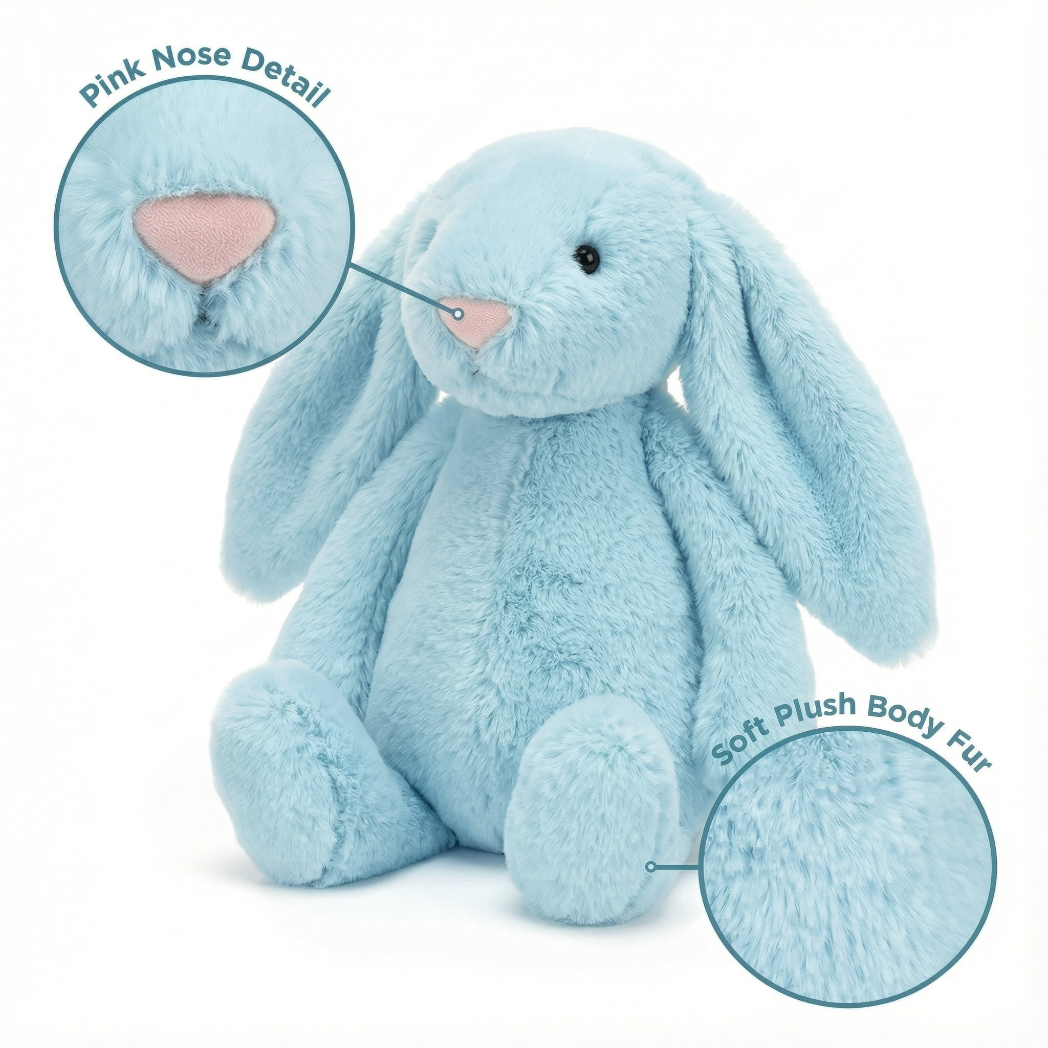 9.8" Baby Sky Blue Shaggy Easter Bunny Plush Toys - Solid Color Rabbit Stuffed Animal Doll - Fuzzy Soft Pastel Plushie for Spring Decor & Newborn Boy Nursery Basket Stuffer Gift