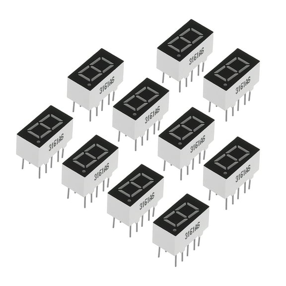 Uxcell Common Cathode 7 Segment 10 Pin 1 Bit 2.1V 0.36" LED Display Digital Tube Red 10 Pack
