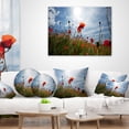 thumbnail image 3 of Designart Poppy Flower Field View From Ground - Floral Throw Pillow - 16x16, 3 of 4