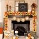 thumbnail image 2 of Guirnalda de hojas de arce otoñal artificiales, planta colgante para Acción de Gracias, Halloween, decoración de chimenea, decoración navideña para el hogar, 2 of 5