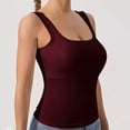 thumbnail image 5 of Tank Tops with Built in Bras Cute Push Up Top Camisole Tops Shelf Bra Tank Supportive Ribbed Tunic Tops Basic Tee Solid Color Going Out Tops Padded Tank Tops Plus Size Tank Tops Scoop Neck Wine, 5 of 7