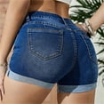 thumbnail image 6 of Huesdet Ripped Denim Shorts for Women Button Up Distressed Raw Hem Jean Shorts(Blue,L), 6 of 6