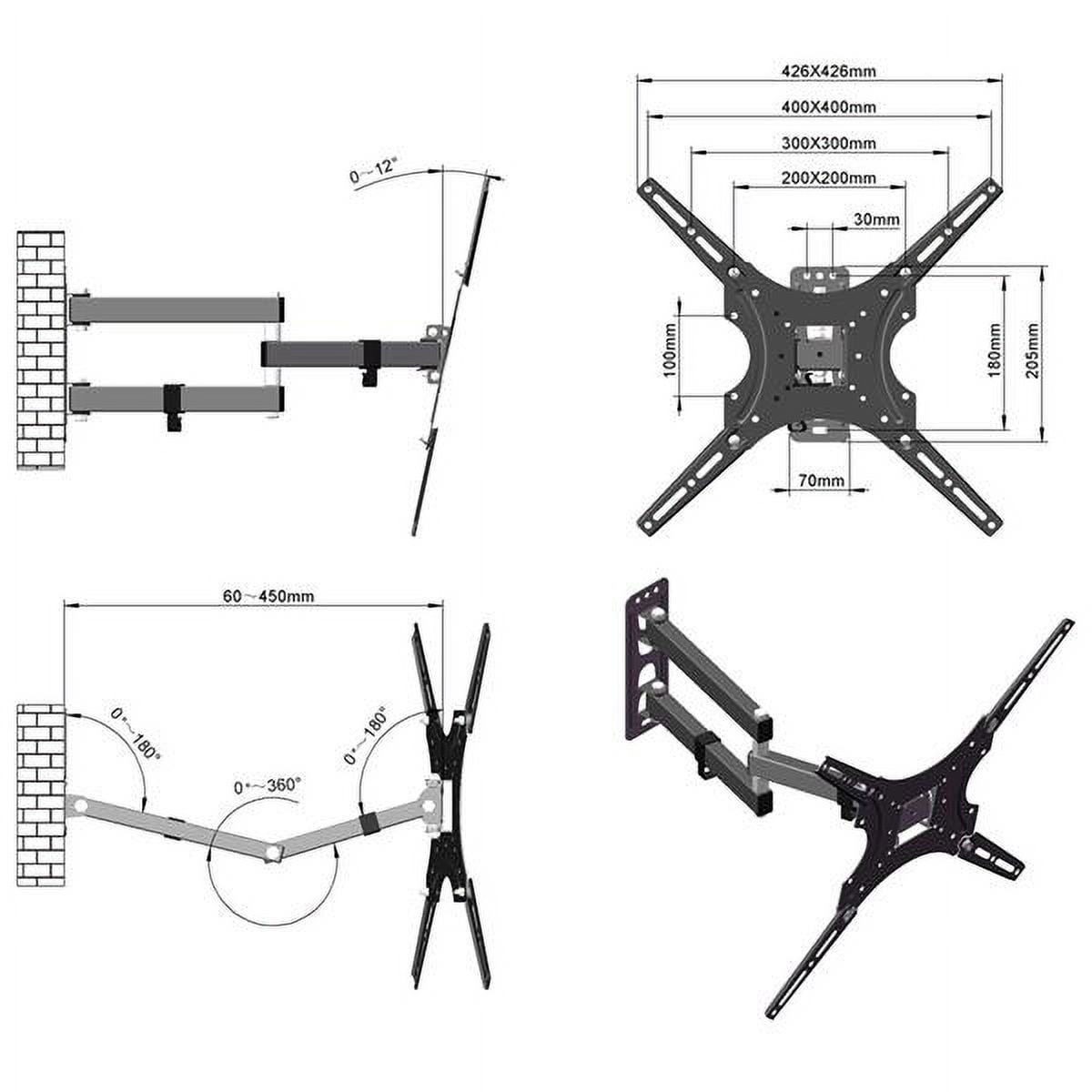 LEADZM 26-55" Adjustable Wall Mount Bracket Rotatable TV Stand TMX400 with Spirit Level