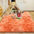 thumbnail image 3 of ZENELESS Fluffy Area Rugs, 5x7ft Tie-Dye Orange Fuzzy Non-Slip Carpets Perfect for Living Room, Dining Room, 3 of 8