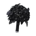 thumbnail image 2 of Flores artificiales de rosas con hojas negras, púas florales, regalo coleccionable, ramo de flores góticas para el hogar, fiesta temática, decoración Negro, 2 of 8