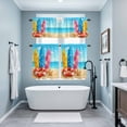 thumbnail image 4 of Welcome Summer Beach Kitchen Curtains Valances and Tiers Set of 3 Coastal Watercolor Blue Ocean Surfboard Starfish Tier Curtains and Valance with Rod Pocket for Small Windows, 27.5"x24", 4 of 9
