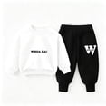 thumbnail image 2 of Mifsaly Boys Girls 2 Piece Tracksuit Sets Letter Print Long Sleeve Crewneck Sweatshirt and Joggers Pants Soft Cotton Outdoor Fall Winter Kids Matching Outfits, 2 of 5