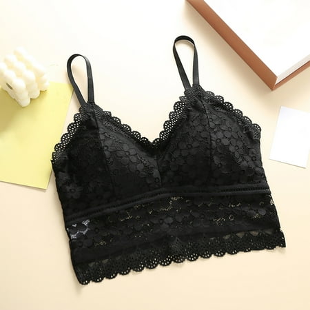 

Paiwinds Savings Clearance Ladies Fashion Charming Comfortable Breathable No Steel Ring Sexy Lace Bra Woman Underwear Black