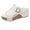 White, variant on Platform Sandals for Women Antislip Cork Wedges Fashion Splice Leather Buckle Strap Open Toe Slip on Mules Casual Summer Slides White Size 6